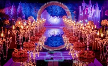 55 CM İçin 150 cm Boyunda Upscal Masa Centerpiece Akrilik Kristal Düğün Candelabras Mumluk Düğün Koridor Yol Açar Sahne