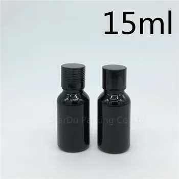 Ücretsiz Kargo 500 adet 15 ML Siyah Cam Şişe Serum konteyner 15cc Flakon uçucu yağ Şişesi siyah vidalı kapaklı Parfüm şişeleri