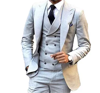 Yakışıklı Groomsmen Tepe Yaka Damat Smokin Erkek Gelinlik Adam Ceket Blazer Balo Yemeği (Ceket + Pantolon + Kravat + Yelek) A374