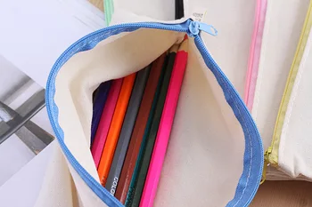 100 adet boş tuval fermuar Kalem çanta saf pamuk kalem torbalar kozmetik Çantaları cep telefonu debriyaj çanta 20. 5x13 cm wen6575