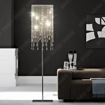 Yaratıcı lüks kristal zemin lambası modern minimalist oturma odası dikey cam kare lamba iç lamba WF912222