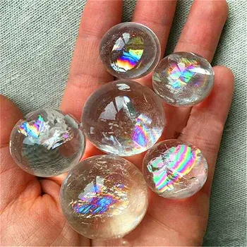 6 adet Nadir!!!!!!!!!!!!!!!!!!!!!Brezilya doğal kuvars kristal renk renkli yedi renkli kolloidal kristal top 20-25mm