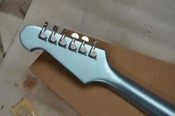 Çin gitar fabrika özel yeni 335 ınce vücut yarı-hollow caz elektrik gitar ışık metal mavi stokta 62