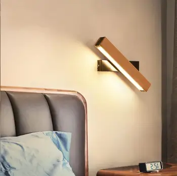 Iskandinav yatak odası başucu lambası modern basit yaratıcı ahşap duvar lambası dönebilen oturma odası koridor duvar lambası