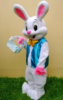 2019 Paskalya tavşanı Tavşan Maskot Kostüm Karikatür süslü elbise Yetişkin parti oyunu