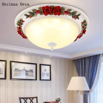 Avrupa tarzı retro el sanatları kırmızı gül tavan lambası koridor balkon yatak odası romantik boyalı çiçek seramik tavan lambası