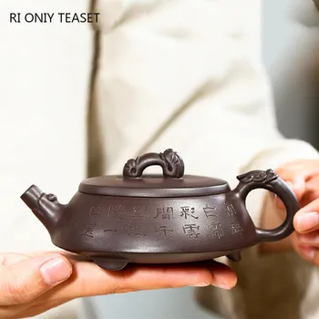 170 ml Ham Cevher Zhu Çamur Taş Kepçe Demlik Butik Yixing Mor Kil Çaydanlıklar Ev Zisha Filtre çay su ısıtıcısı Teaware Aksesuarları