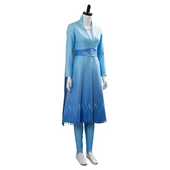 Kar Kraliçesi Büyümek Prenses Cosplay Elsa Kostüm Kadınlar Uzun Mavi Elbise Kıyafet Suit Cadılar Bayramı Kostüm