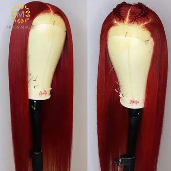 Kırmızı Dantel Ön insan saç Peruk Renkli Bordo sırma ön peruk Şeffaf Dantel peruk Kadınlar Için Brezilyalı Saç Peruk Preplucked