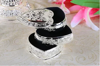 3 kutuları Kalp şeklinde metal gümüş takı kutuları, takı saklama kutusu, düğün hediyesi, takı displayjewelry organizatör Z026