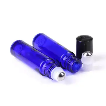 Toptan Mavi Roll On Parfüm Cam Şişeler Uçucu Yağlar Cam Rulo Topu Aromaterapi Şişe LX1075