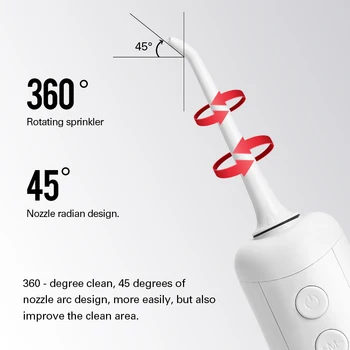 AZDENT Taşınabilir Elektrikli diş duşu 3 Modları Oral Irrigator 4 Memeleri ıle Ağız Diş Temiz USB Şarj IPX7 350 ML Su Tankı