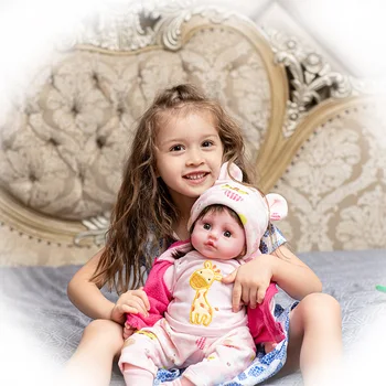 18-inç Vinil Yeniden Doğuş Bebek, Yatıştırıcı Ve Uyku, Yumuşak Bebek, Sevimli Elbise Up İle Versiyonu, Kız Oyun Evi Simülasyon Bebek