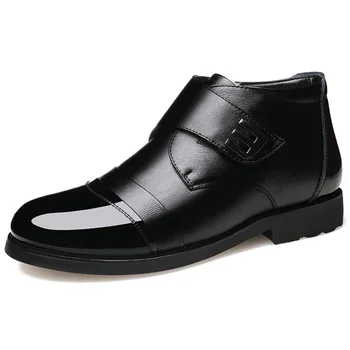 Güzel Kış Ayakkabı Erkekler Chelsea Çizmeler Hakiki Deri Sıcak Ayakkabı Erkekler yarım çizmeler Moda Marka Inek Deri Erkek Ayakkabı KA1849