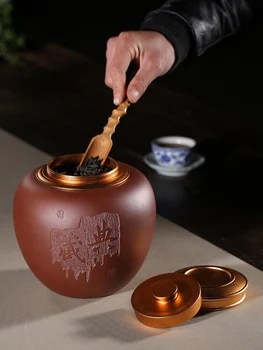 Retro Seramik Çay Caddy Çay Organizatör Depolama Mor Kil Çay Kutusu Teaware Çin Stylecaja Para Te Ev Ürünleri DI50CYG