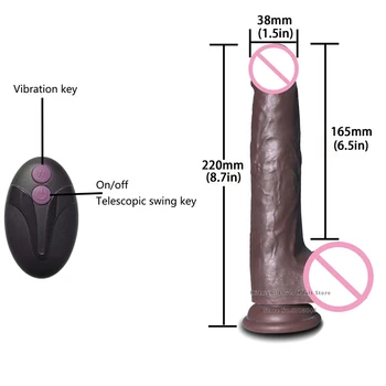 Seks itiraz Siyah Kadınlar İçin Dildos G-spot mastürbasyon Kablosuz Uzaktan Kumanda Teleskopik Penis Yapay Penis Vibratör Bayanlara Seks Oyuncakları