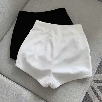 Siyah Beyaz Şort Kadın Bahar Sonbahar Ince Yüksek Bel Mini Seksi Bayanlar Şort 2022 Kore Moda Kısa Femme Pantolon C8019