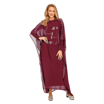 Islam Giyim Kadın Büyük Boy Geometrik Desenler Elbise Yetişkin Kadınlar İçin Müslüman Moda Kadın Bayanlar Elbise Dubai CM161