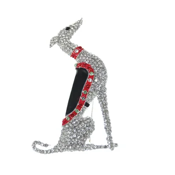 50 adet / 100 ADET / GRUP Moda Takı Gümüş Ton Greyhound Scotty Borzoi Hound Köpek Yavru Köpek Rhinestone Emaye Hayvan Pin Broş
