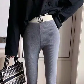 Yeni Sonbahar Ve Kış Tayt kadın Dış Giyim Kalınlaşmış Ayak Pantolon Dokuz noktalı Pantolon Dişli Pamuk Yüksek bel Tayt