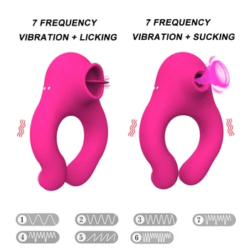 Penis Vibratörler Uzaktan Kumanda Horoz Halka Vibratör Seks Oyuncakları Erkekler İçin Emme Dil Yalama Klitoris Stimülatörü Gecikme Boşalma