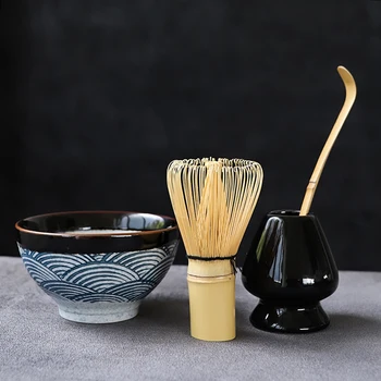 Seramik matcha setleri doğal bambu matcha çırpma ceremic matcha kase çırpma tutucu japon çay setleri