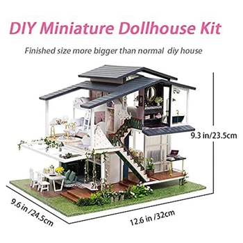 1/24 Ölçekli Minyatür Dollhouse Kiti, DIY Yazlık Monet Bahçe Fransız Tarzı Villa sevgililer Günü Doğum Günü için