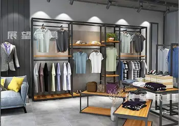 Giyim mağazası vitrin rafı yerden duvara erkek rafı yüksek dereceli vitrin rafı basit mağaza dekorasyonu özel vitrin rafı