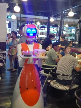 Manyetik çubuk izleme navigasyon gıda dağıtım akıllı restoran robotu.hoşgeldin robot.sohbet robotu