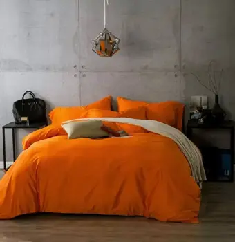 Lüks Mısır pamuk yatak setleri turuncu çarşaf keten yatak örtüleri yorgan nevresim kral kraliçe çift tam yatak odası 60