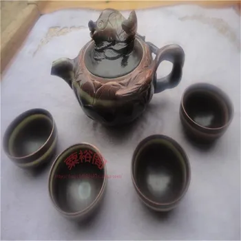 Doğal Mor Giysi Yeşim Hediye Kungfu Teaware Çay Bardağı Set Şarap Pot