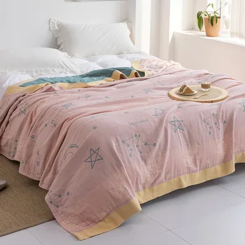 Yeni Özel Teklif Beş katmanlı Gazlı Bez kanepe battaniyesi Yaz Yetişkin Çocuk Ince klima Bebek Yatak Örtüleri Battaniye Yatak