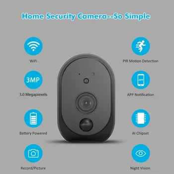Açık 3MP WiFi Pil Güvenlik Kamera Kablosuz şarj edilebilir Pil Kamera Ev Akıllı IP WiFi Kamera 30day Ücretsiz Bulut Depolama