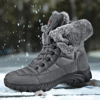 Kış Erkek yürüyüş Botları Kar Botları Artı Kadife Sıcak Açık Rahat Kısa Çizmeler Direnci Soğuk Erkekler pamuklu ayakkabılar yarım çizmeler