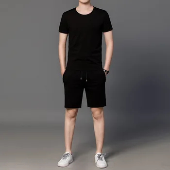 High-end Lüks erkek Gençlik kısa kollu tişört erkek Beş noktalı Pantolon Şort erkek Moda Gevşek Takım Elbise erkek Sokak Giysileri