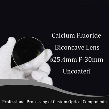 Kalsiyum florür malzeme biconcave lens D25. 4mmF-30mm saf beyaz cam yüksek hassasiyetli odaklama malzemesi